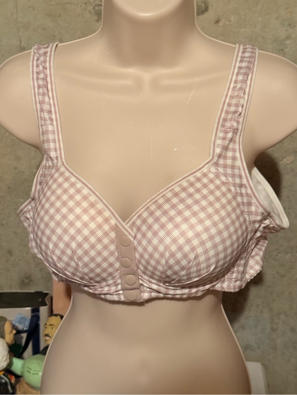 Soft Gingham Wireless Bra in Light Pink - Comfortable Everyday Support